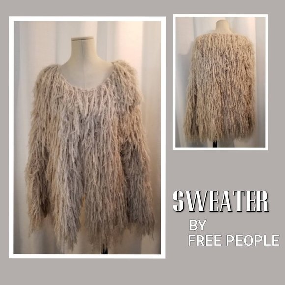 Free People Sweaters - Faithful Cream Shaggy Jacket M